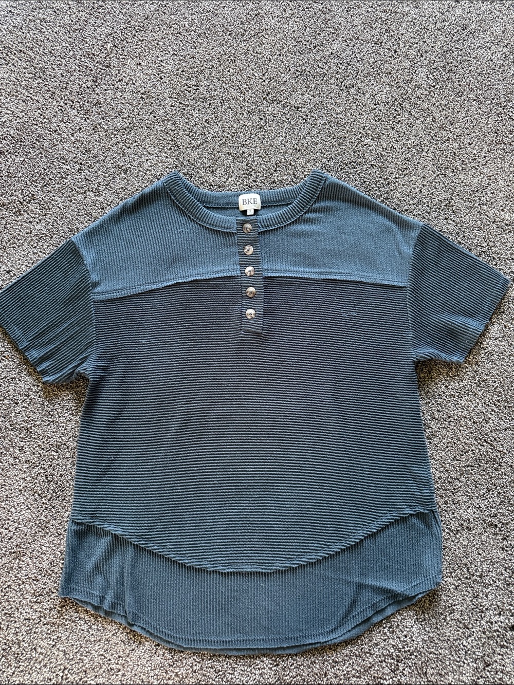 BKE Striped Henley Top in Blue Like New